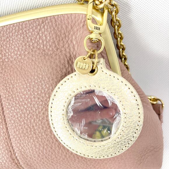Hobo Lana Crossbody Bag Lotus Mauve Pink Leather and Go Mirror Charm Chain Strap - Picture 9 of 14